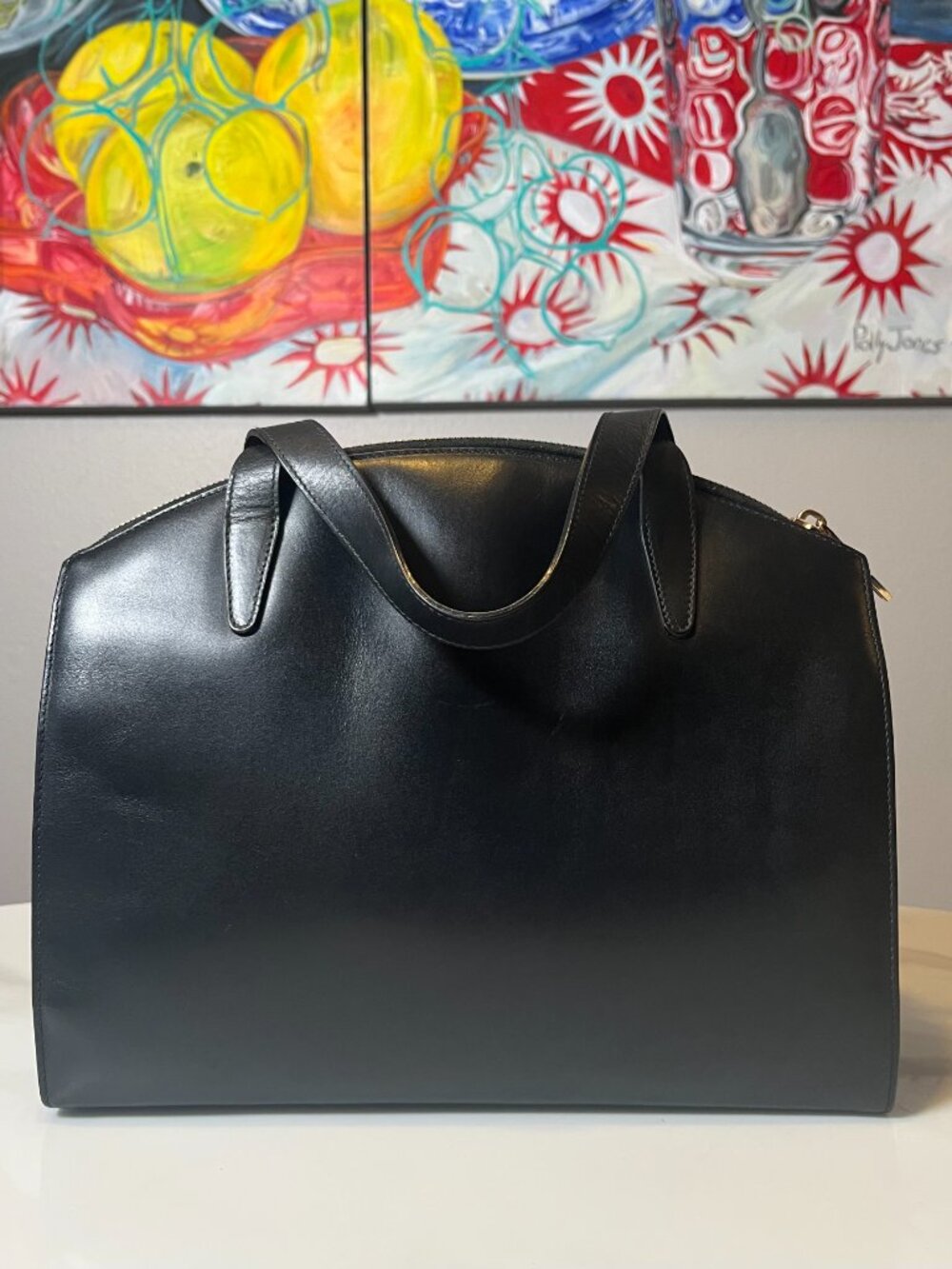 Gucci Tom Ford Y2K Black Leather Tote Bag Italy 001.2058.1090